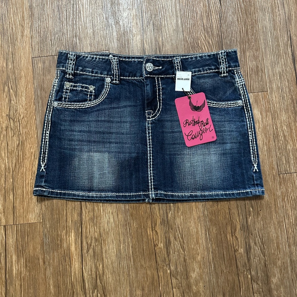 Rock & Roll Cowgirl Dark Denim Mini Skirt